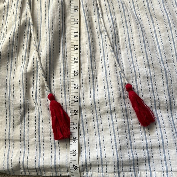 Caffe Marrakesh Striped Embroidered Tunic with Red Tassels 100% Cotton Women’s S - Picture 8 of 9